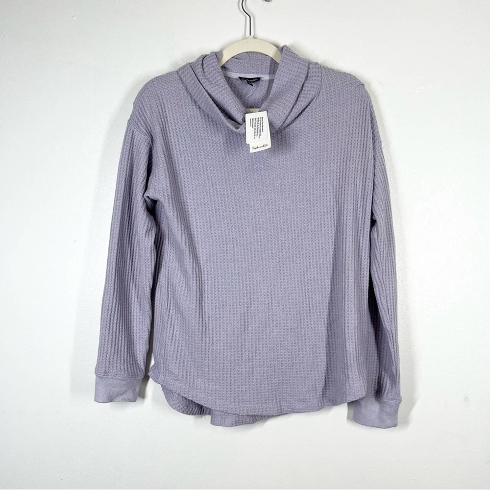 SPLEDID NWT Waffle Knit Thermal Cowl Neck Sweater Lavender Purple Lilac Small